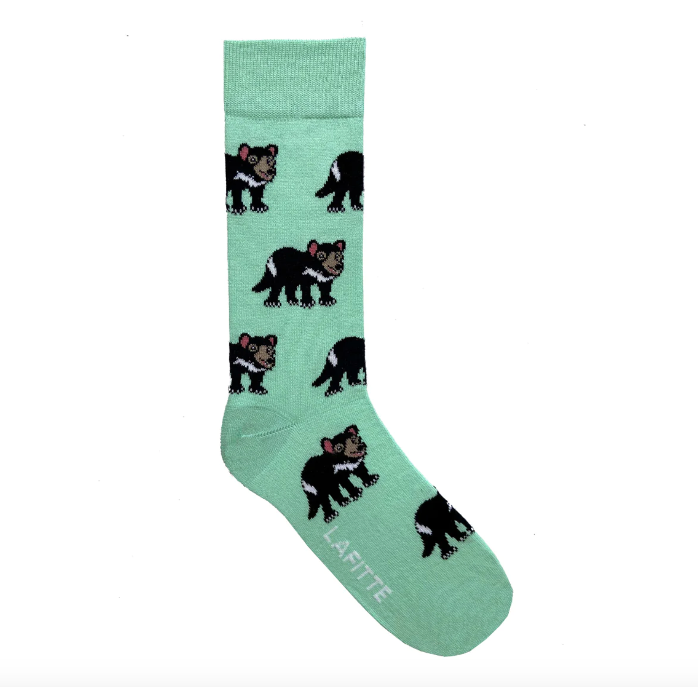 Tasmanian Devil Crew Socks in Mint Green - Aussie Made