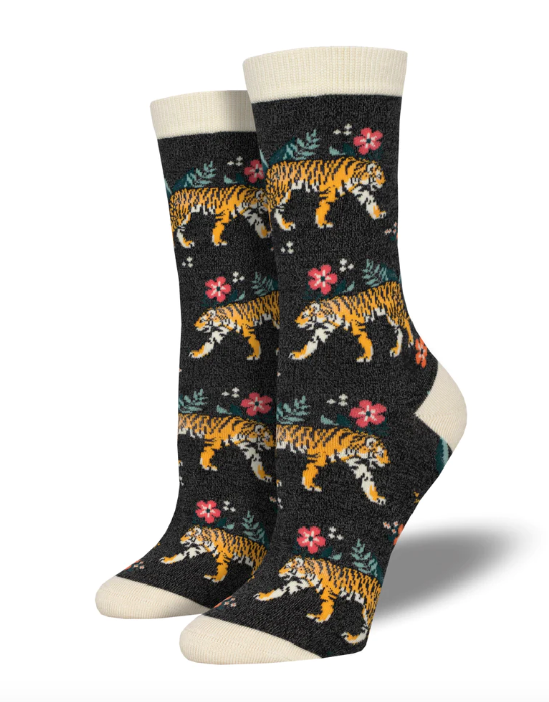 Tiger Floral Women's Bamboo Crew Socks