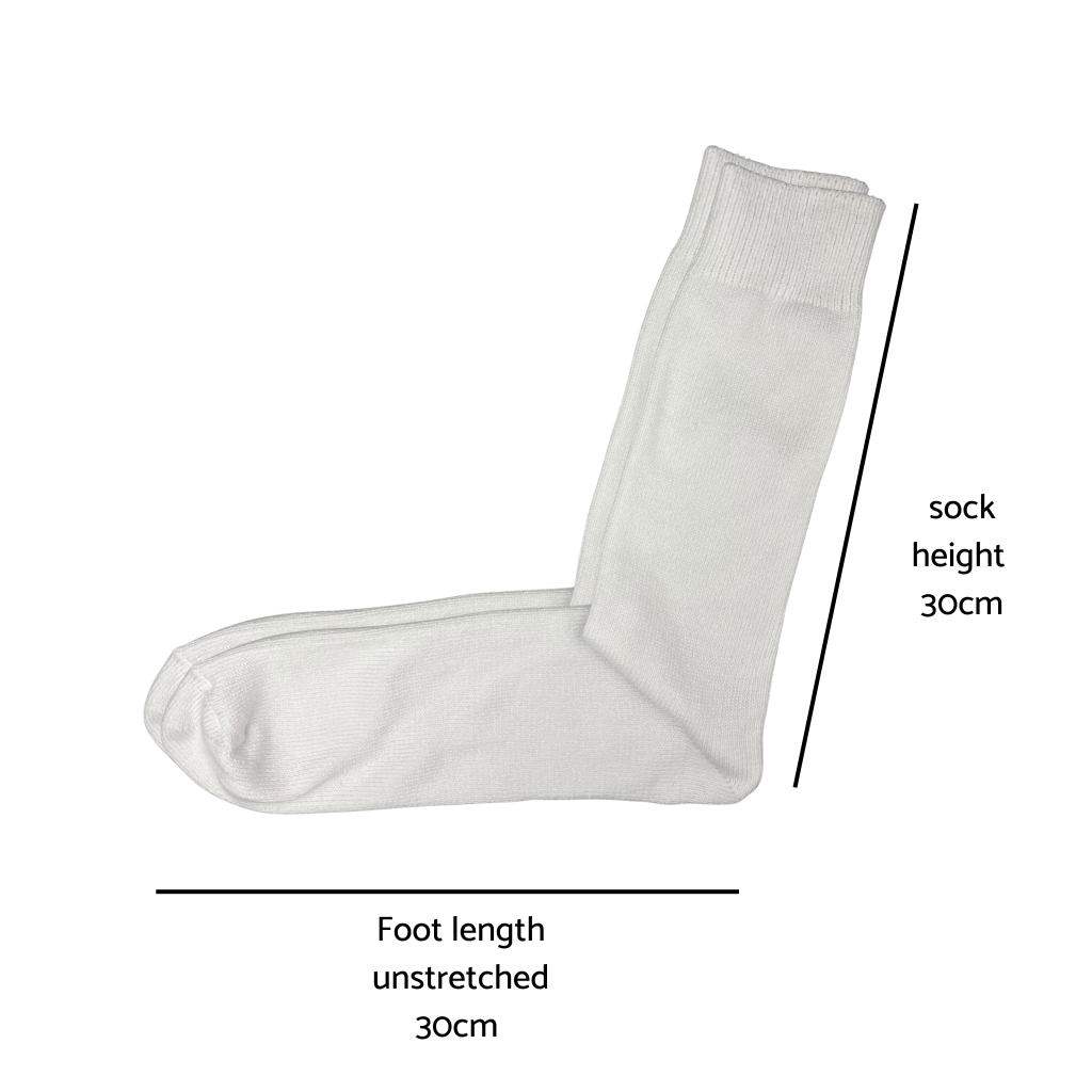 Extra Large Socks in White - Australian Made