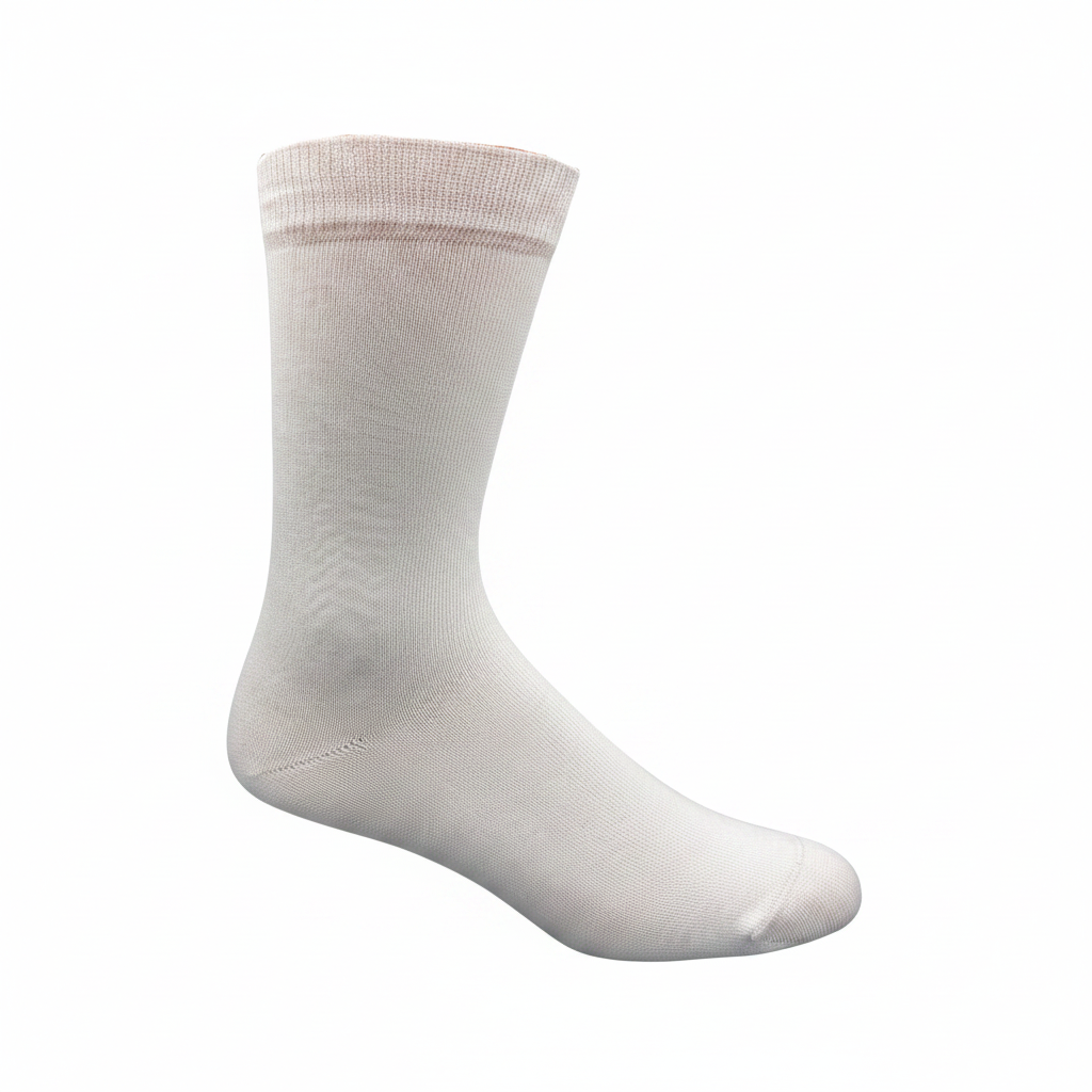 White sock on a white background