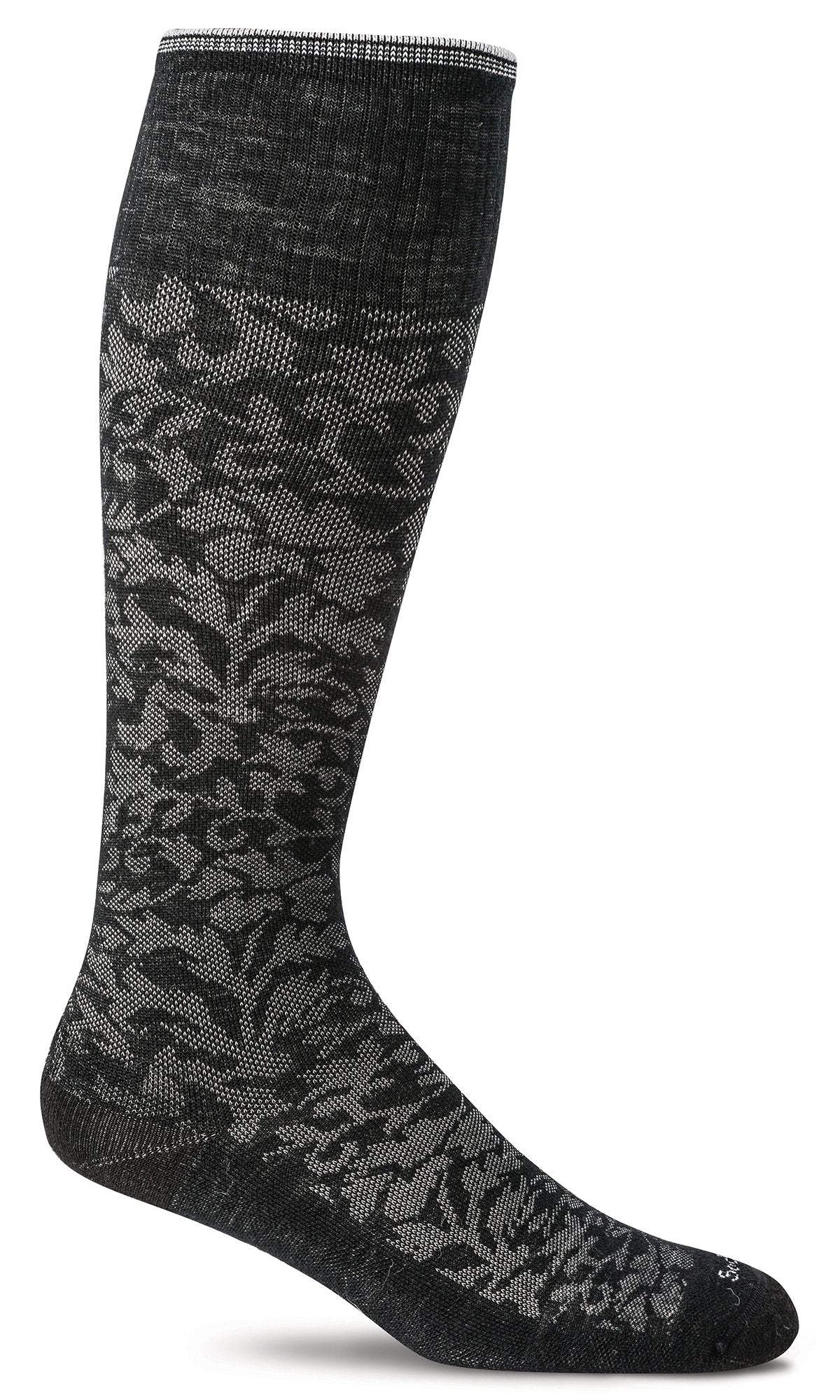 Damask Women's Bamboo/Merino Moderate Graduated Compression Socks in Black - The Sockery