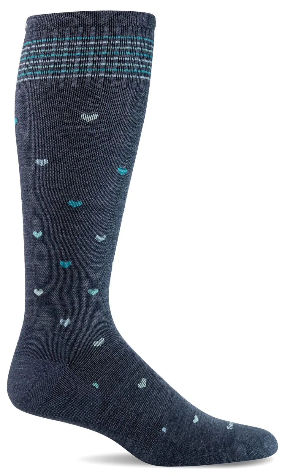 Women's Full Heart Bamboo/Merino Moderate Graduated Compression Sock - Wide Calf Fit - The Sockery