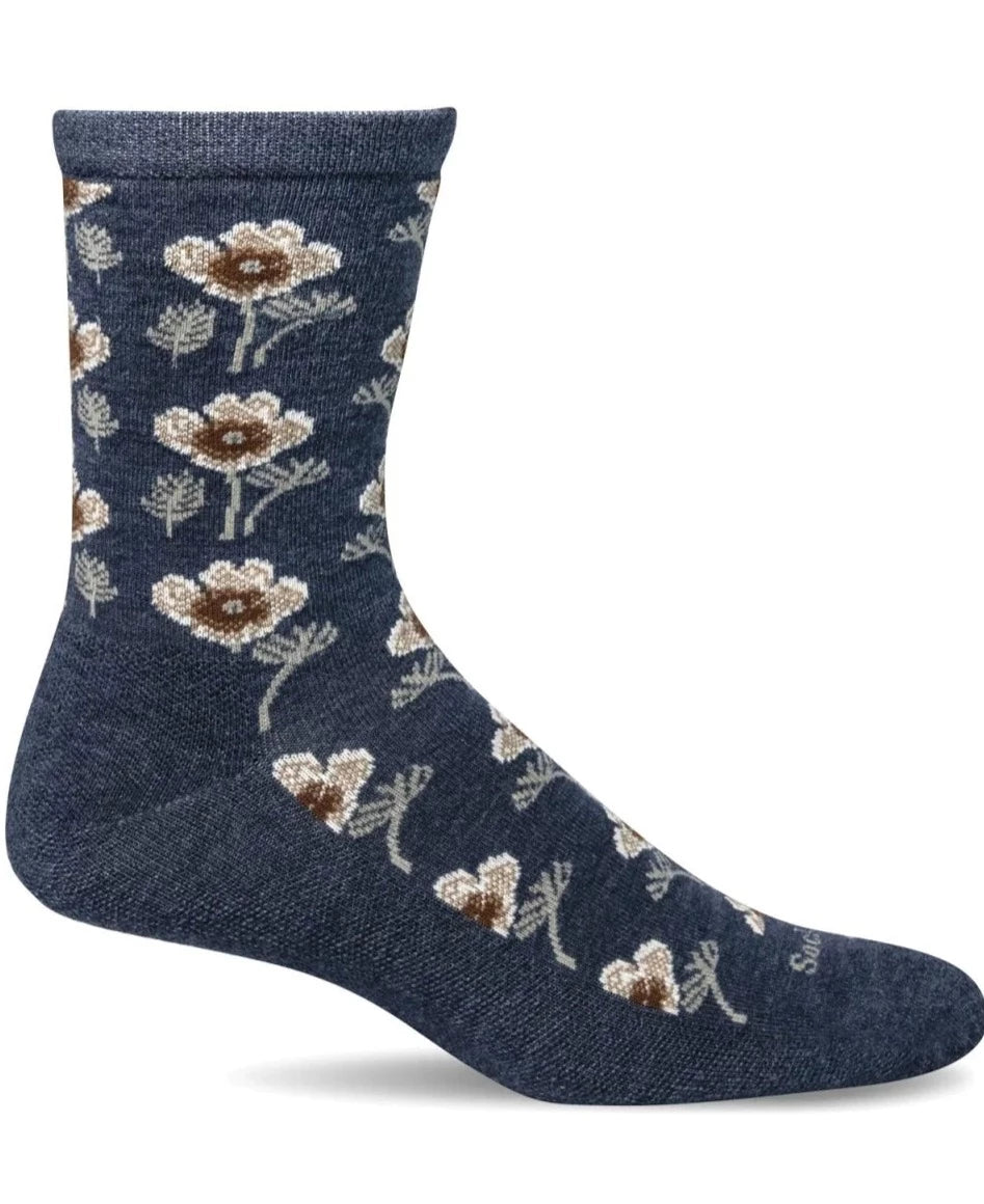 Poppy Soft Top Essential Comfort Women's Socks in Denim