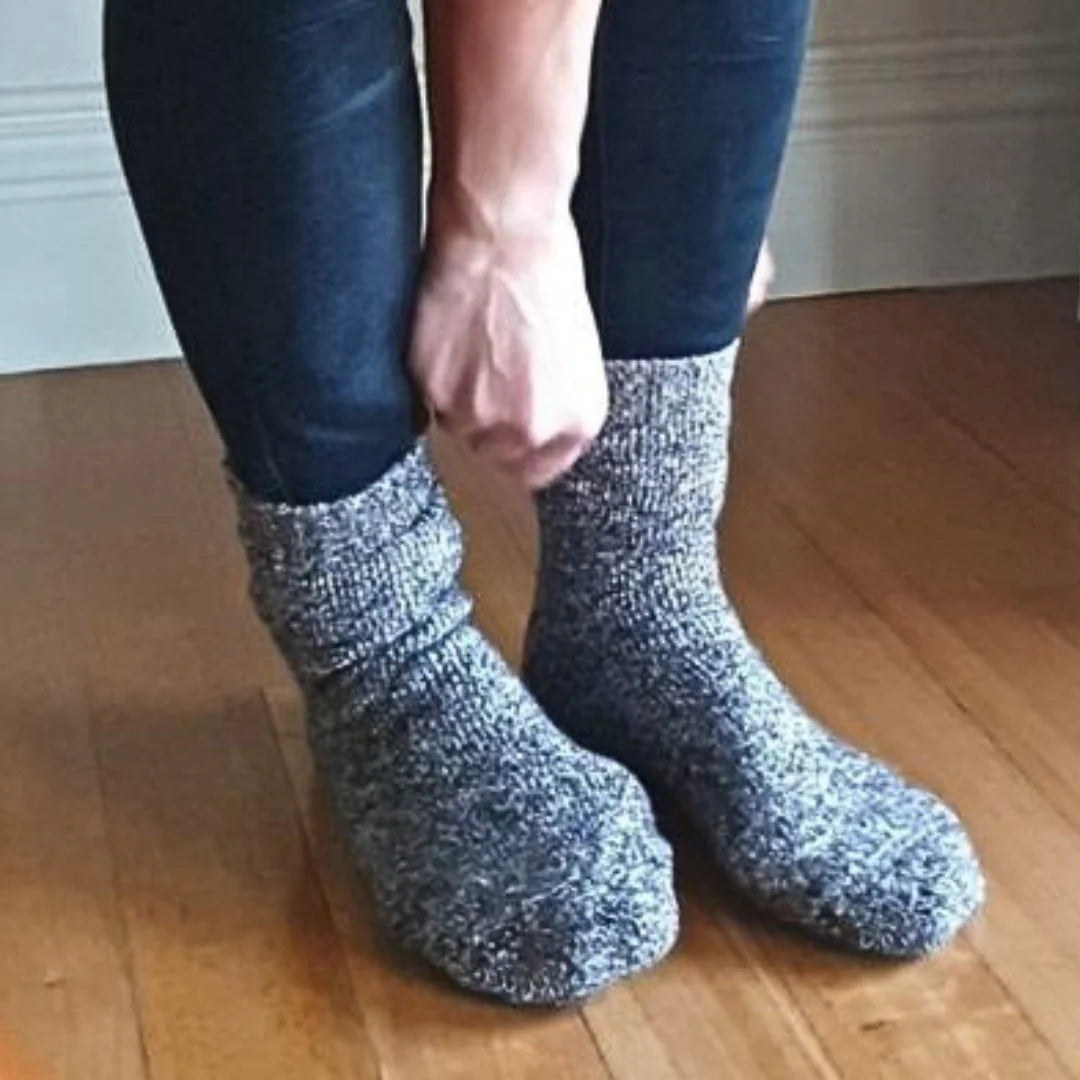 Wool Blend Gripper Socks in Sapphire