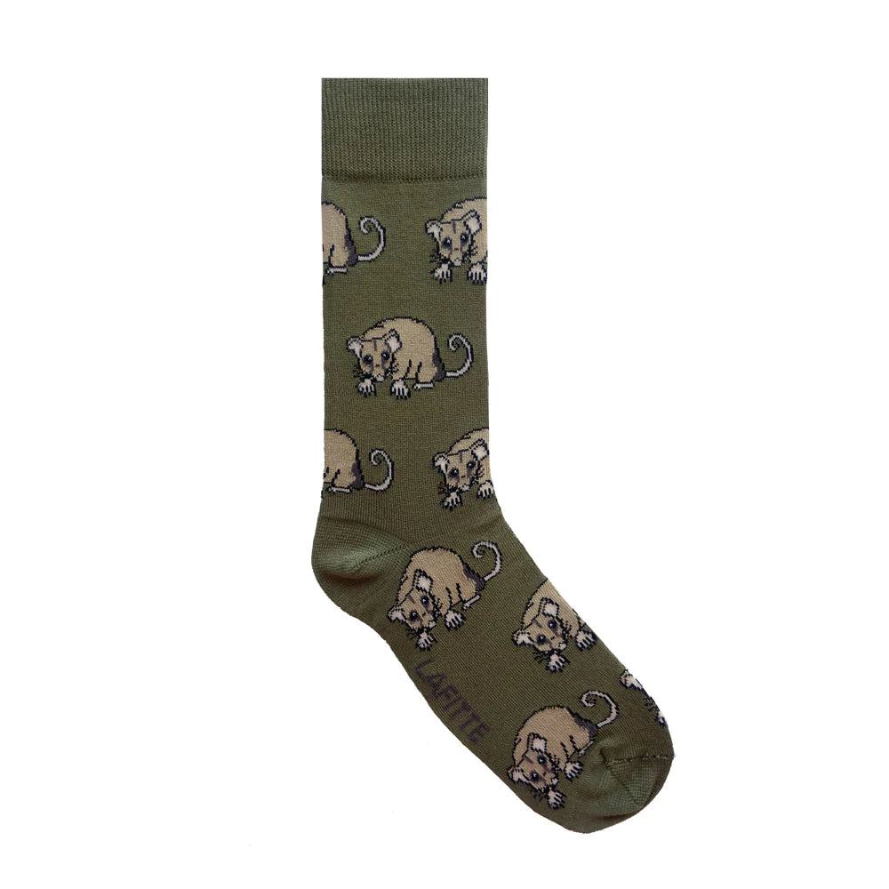 Mountain Pygmy Possum Bamboo Crew Socks in khaki - The Sockery