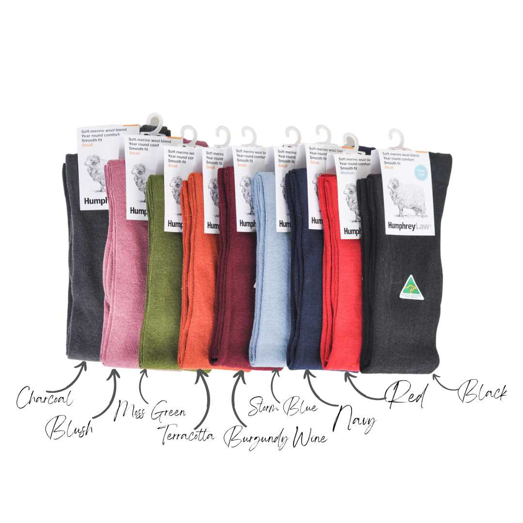 Merino Wool Women's Knee High Socks in Terracotta - Aussie Made