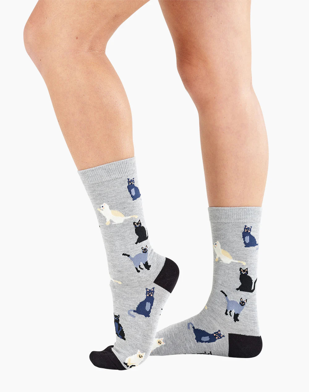 Cats in Blue Women's Bamboo Crew Socks - The Sockery