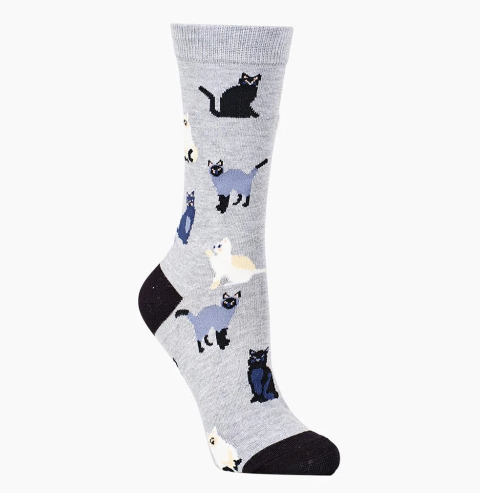 Cats in Blue Women's Bamboo Crew Socks - The Sockery