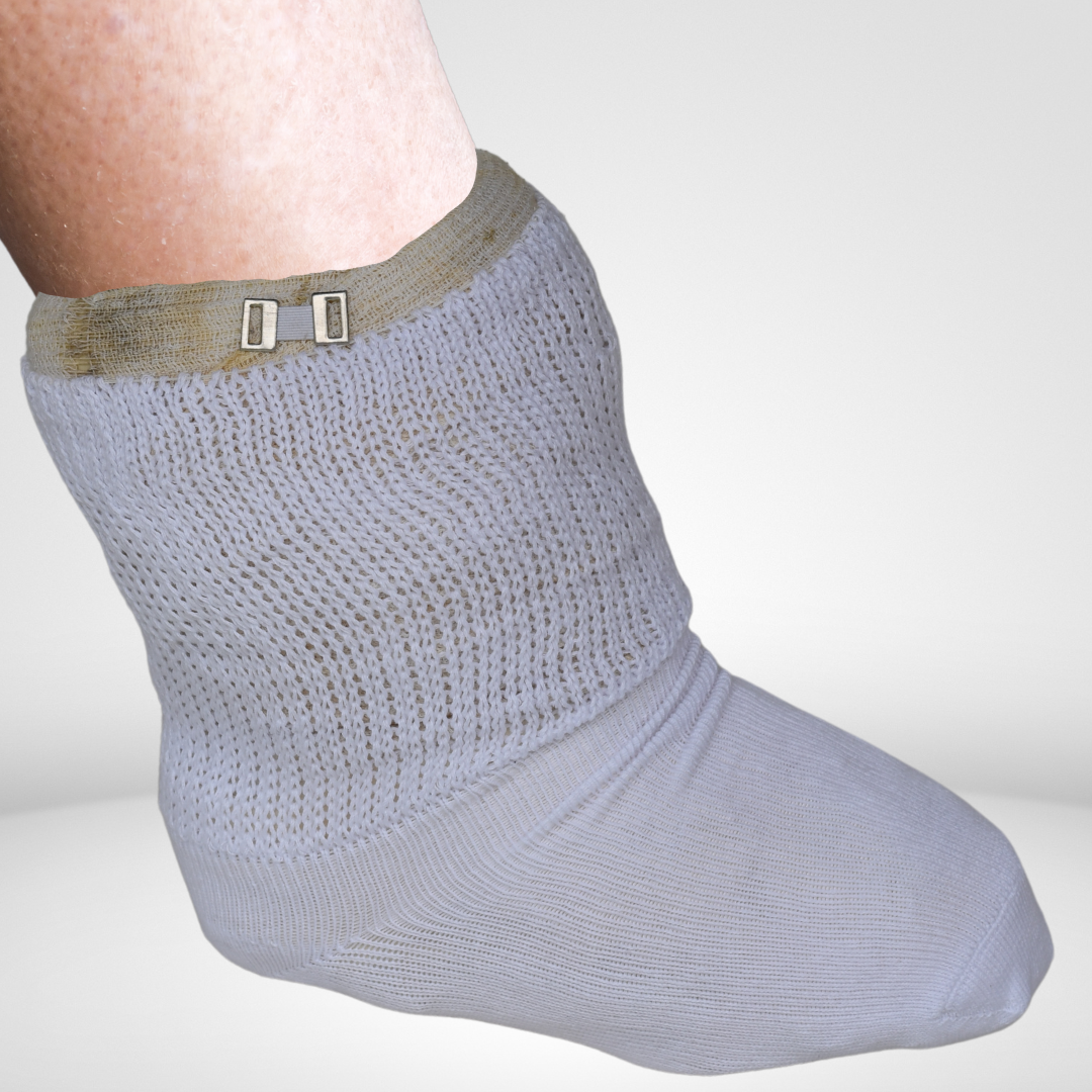 Australian Made Oversized Super Stretchy Sock by Foot Rite - suitable for people with oedema, swollen feet, swollen ankles or swollen calves who may benefit from a bariatric sock