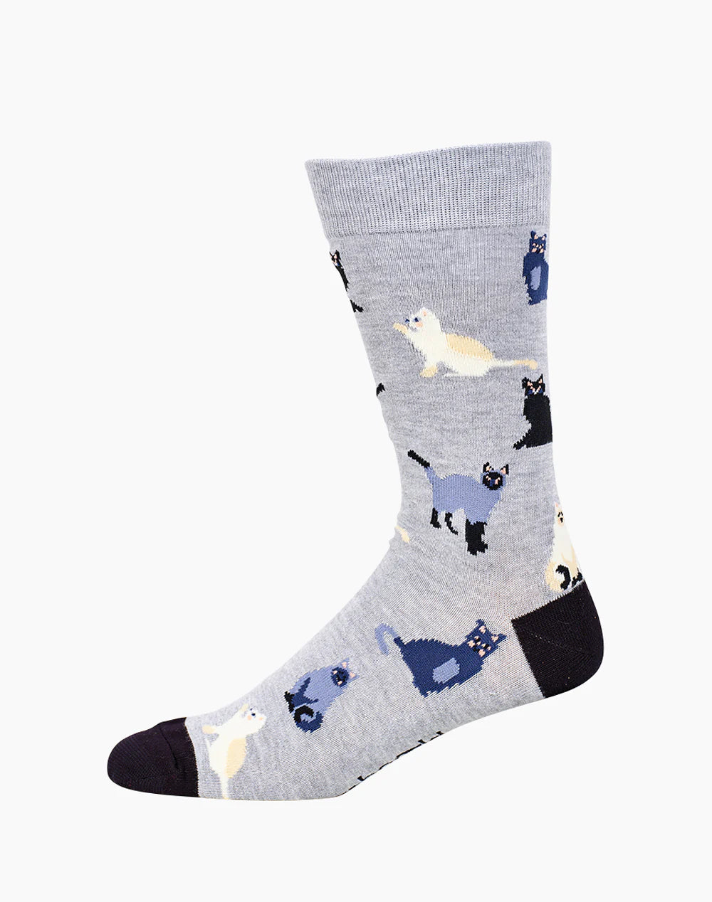 Cats in Blue Bamboo Men's Crew Socks - The Sockery