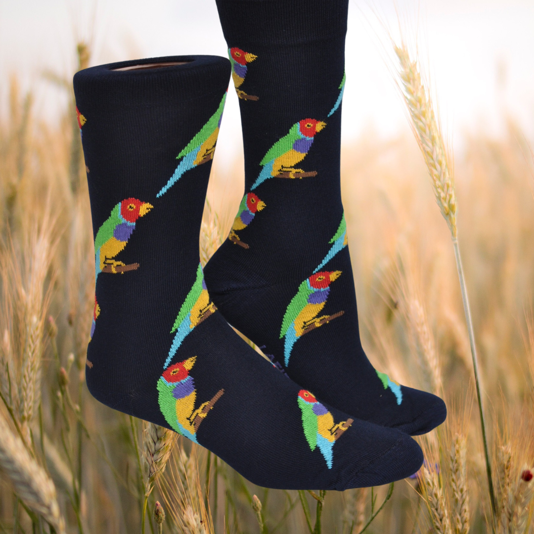 Gouldian Finch Bamboo Crew Socks- The Sockery