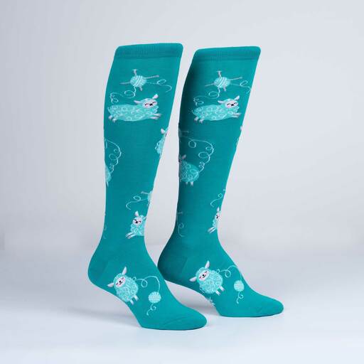 Wool Ewe Be Mine? Knee High Sock - Extra Stretchy for Wide Calves - The Sockery