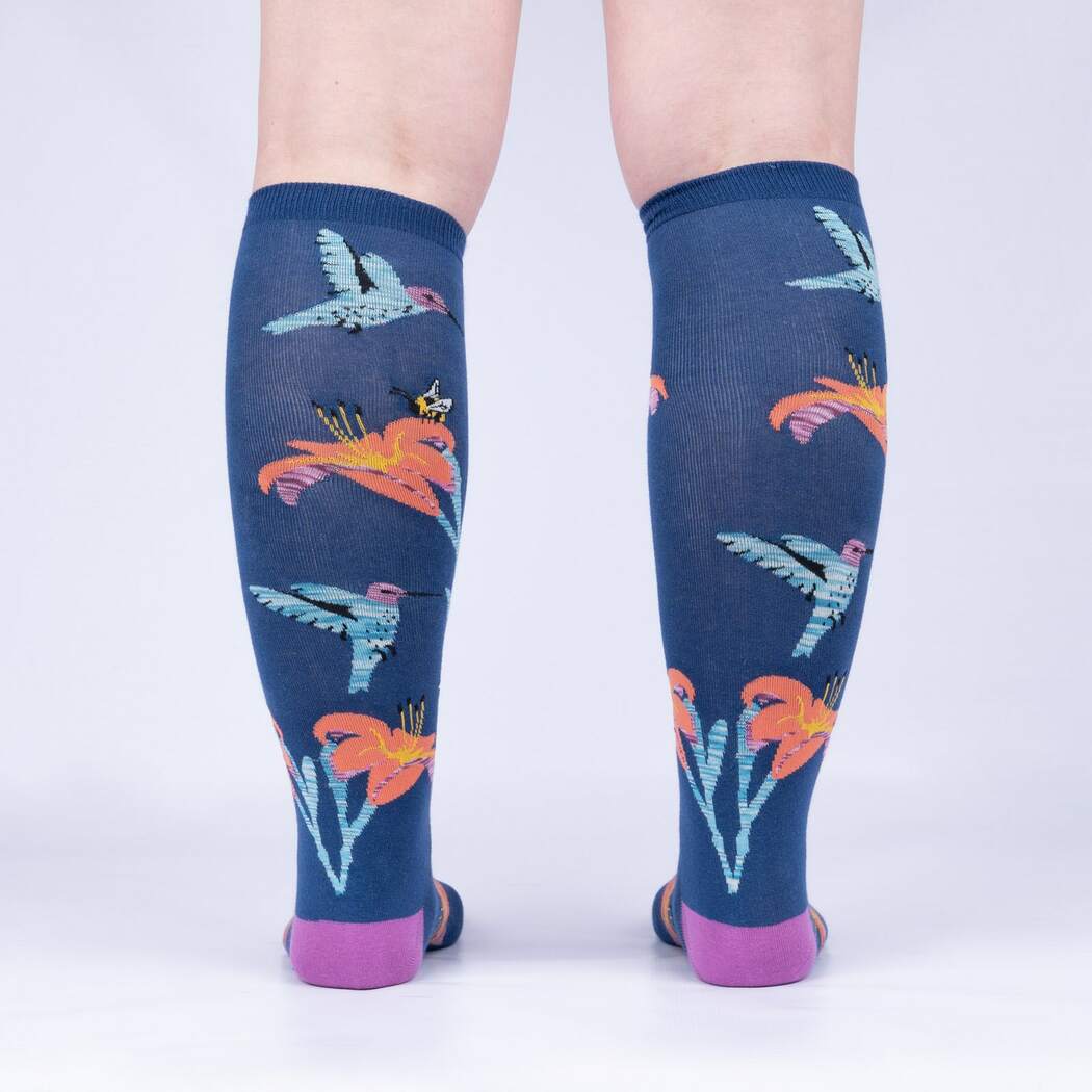 Hmmmmmingbird Women's Knee High Sock - Space Dye Yarn - The Sockery