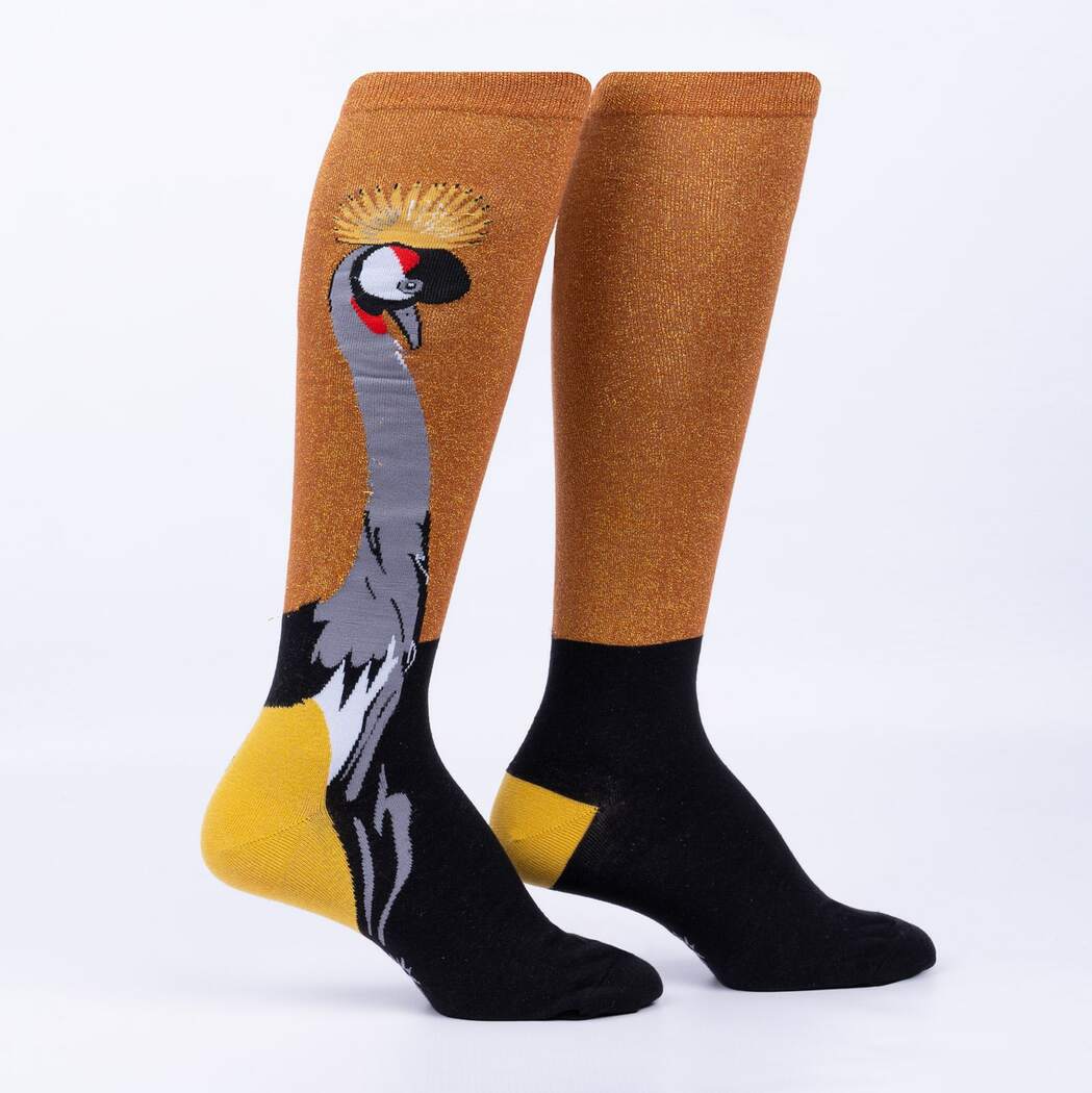 Crowned Crane Women's Knee High Sock - The Sockery