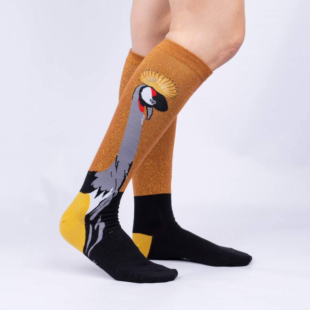 Crowned Crane Women's Knee High Sock - The Sockery