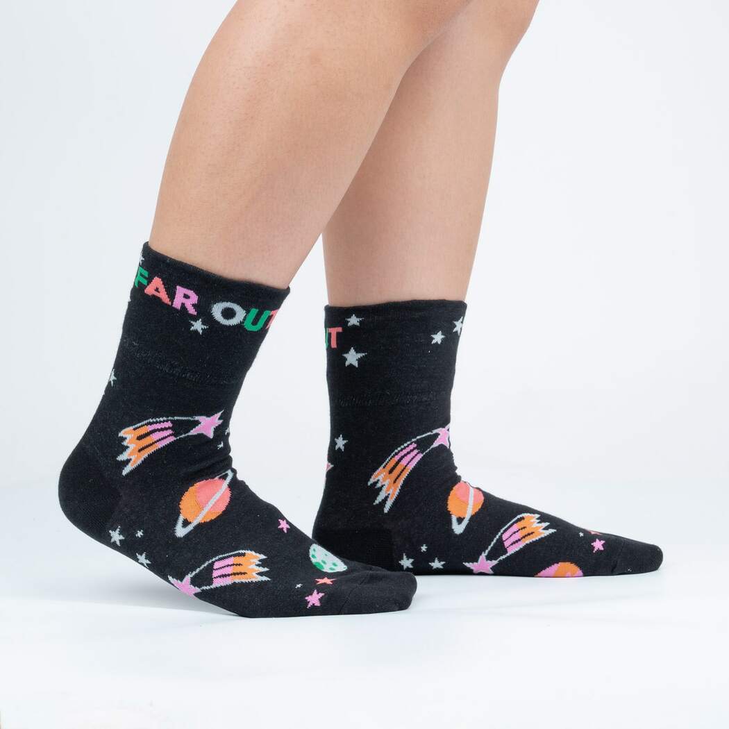Far Out Women's Turn Cuff Crew Socks - Glow in the dark - The Sockery