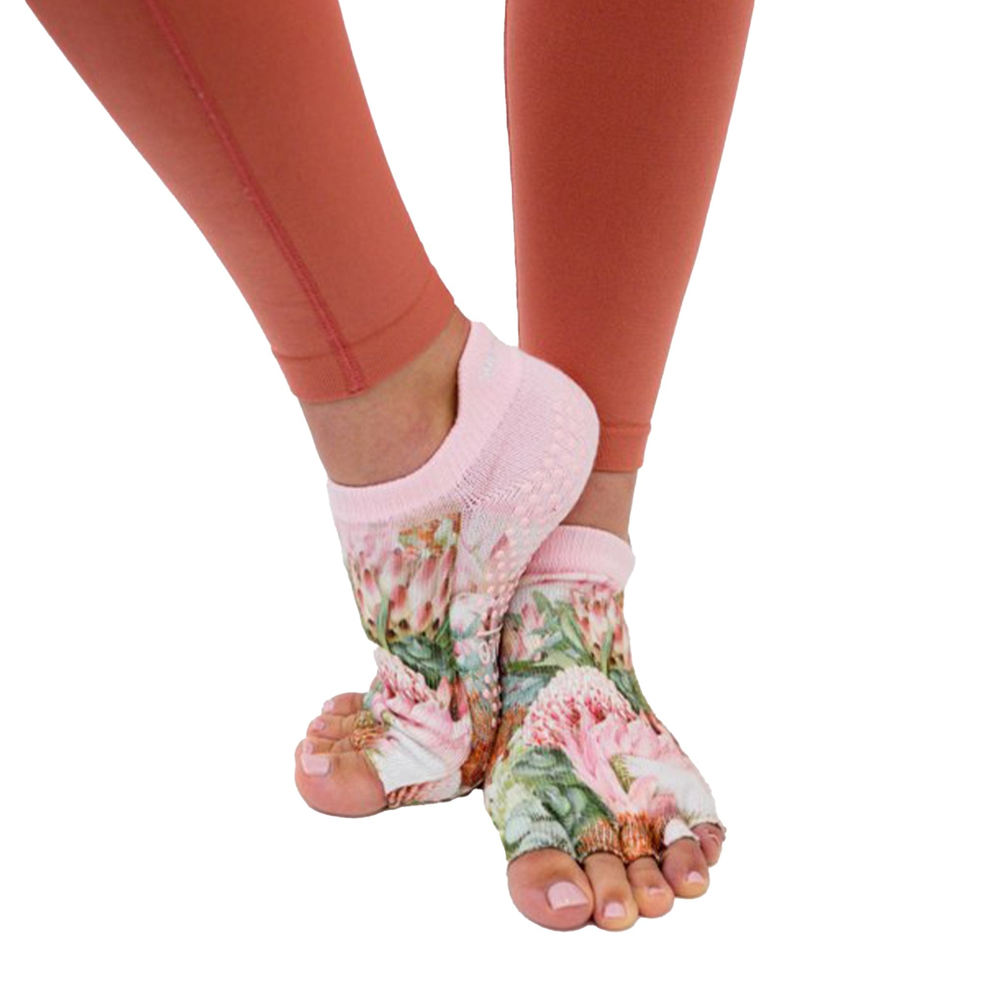 Toeless Floral Non Slip Grip Sock