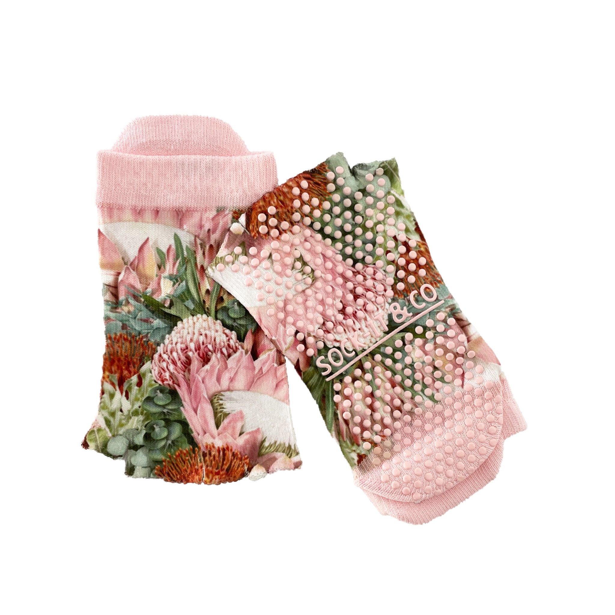 Toeless Floral Non Slip Grip Sock - The Sockery