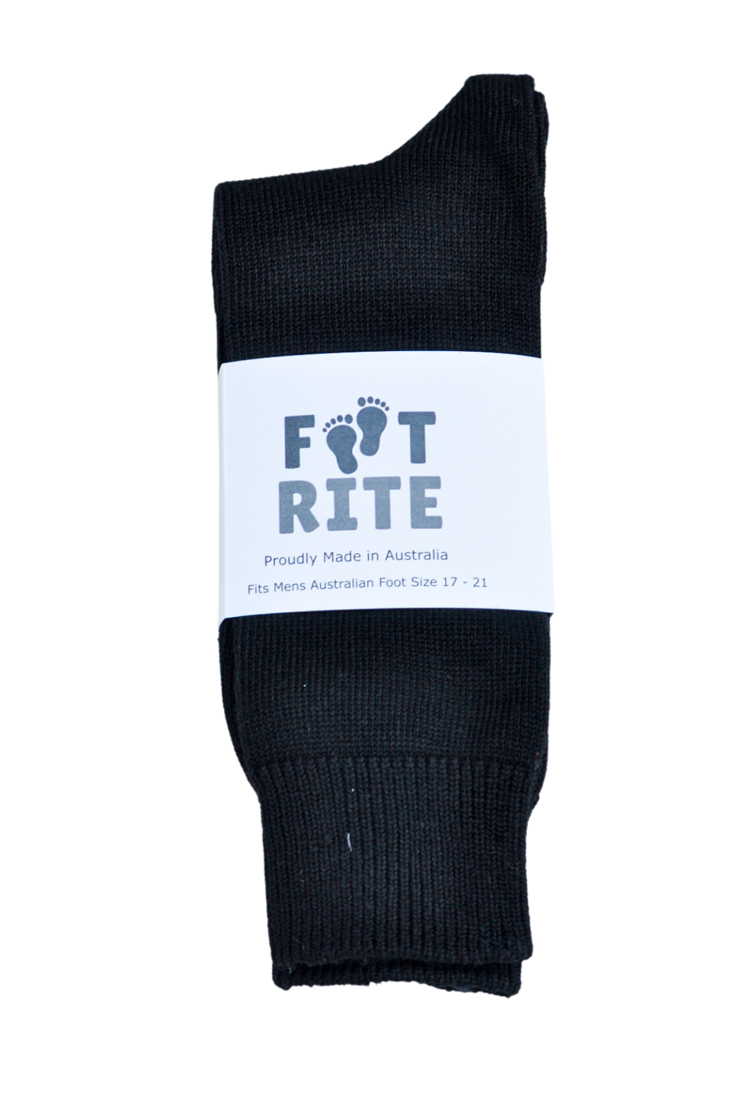 Foot Rite Extra Large Black Socks for Men sized 14 to 21 shoe - Australian Made
