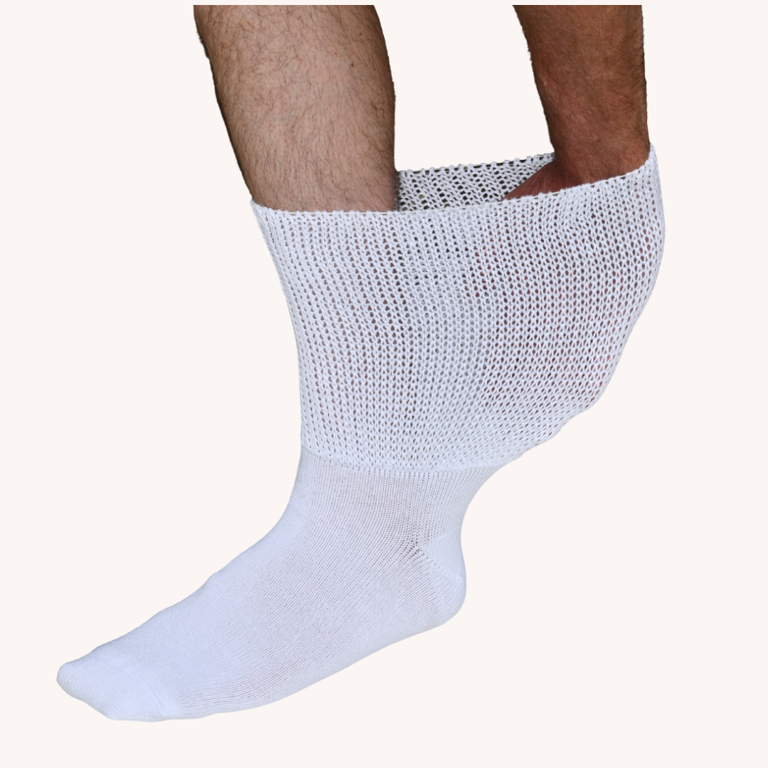 white extra wide sock for swollen feet - The Sockery