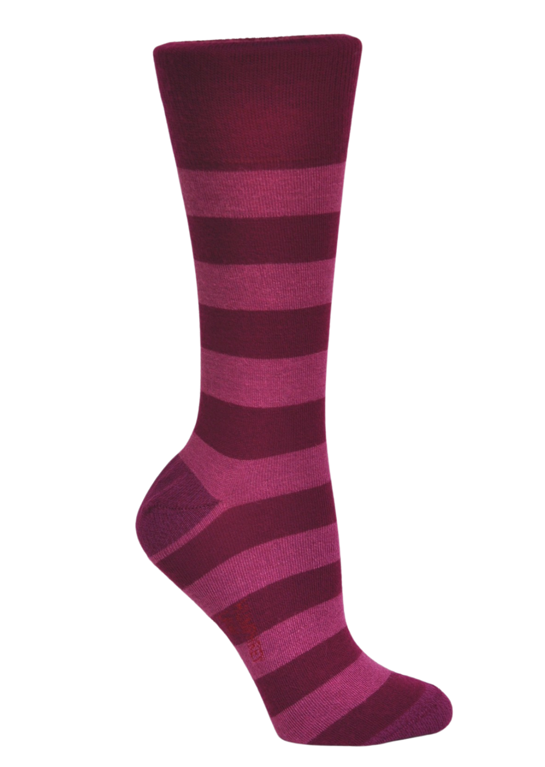 Humphrey Law Womens Merino & Alpaca Blend Australian Made Health Crew Sock in Berry Stripe