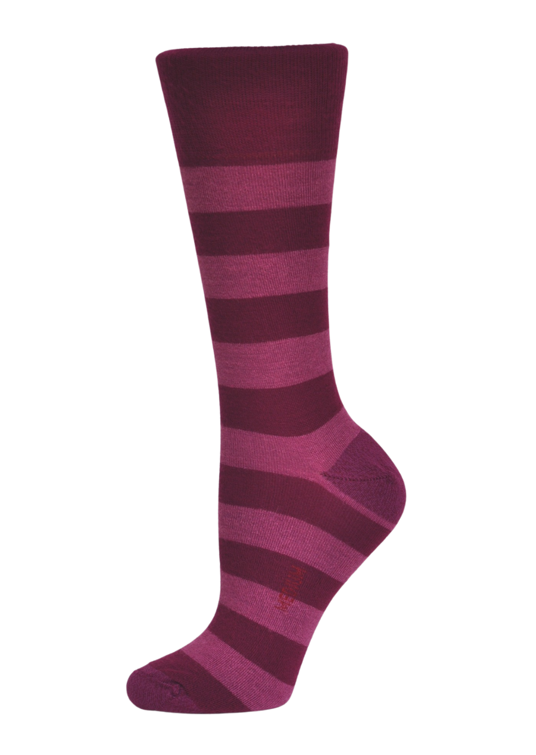 Humphrey Law Womens Merino & Alpaca Blend Australian Made Health Crew Sock in Berry Stripe