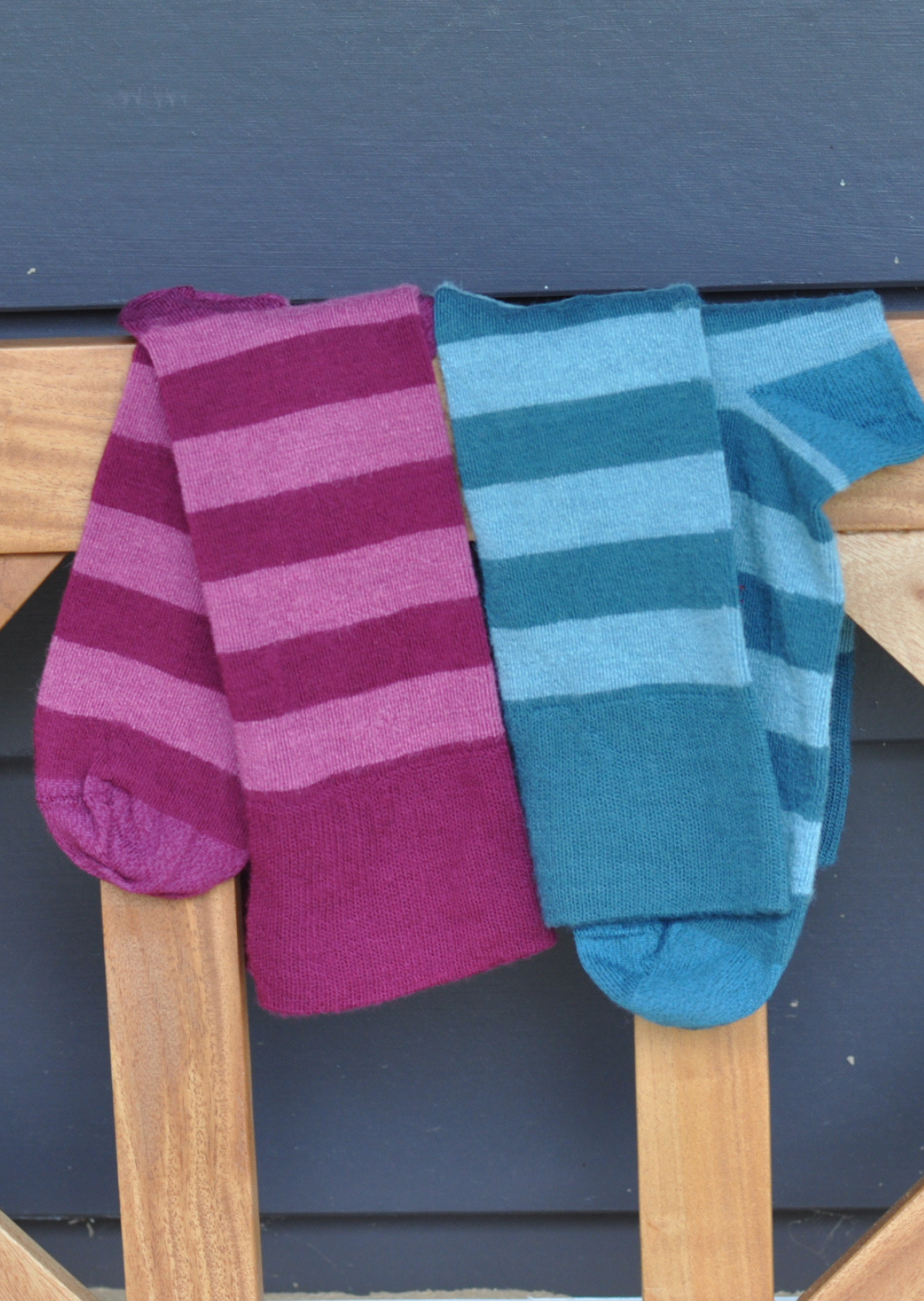 Humphrey Law Womens Merino & Alpaca Blend Australian Made Health Crew Sock in Berry & Teal