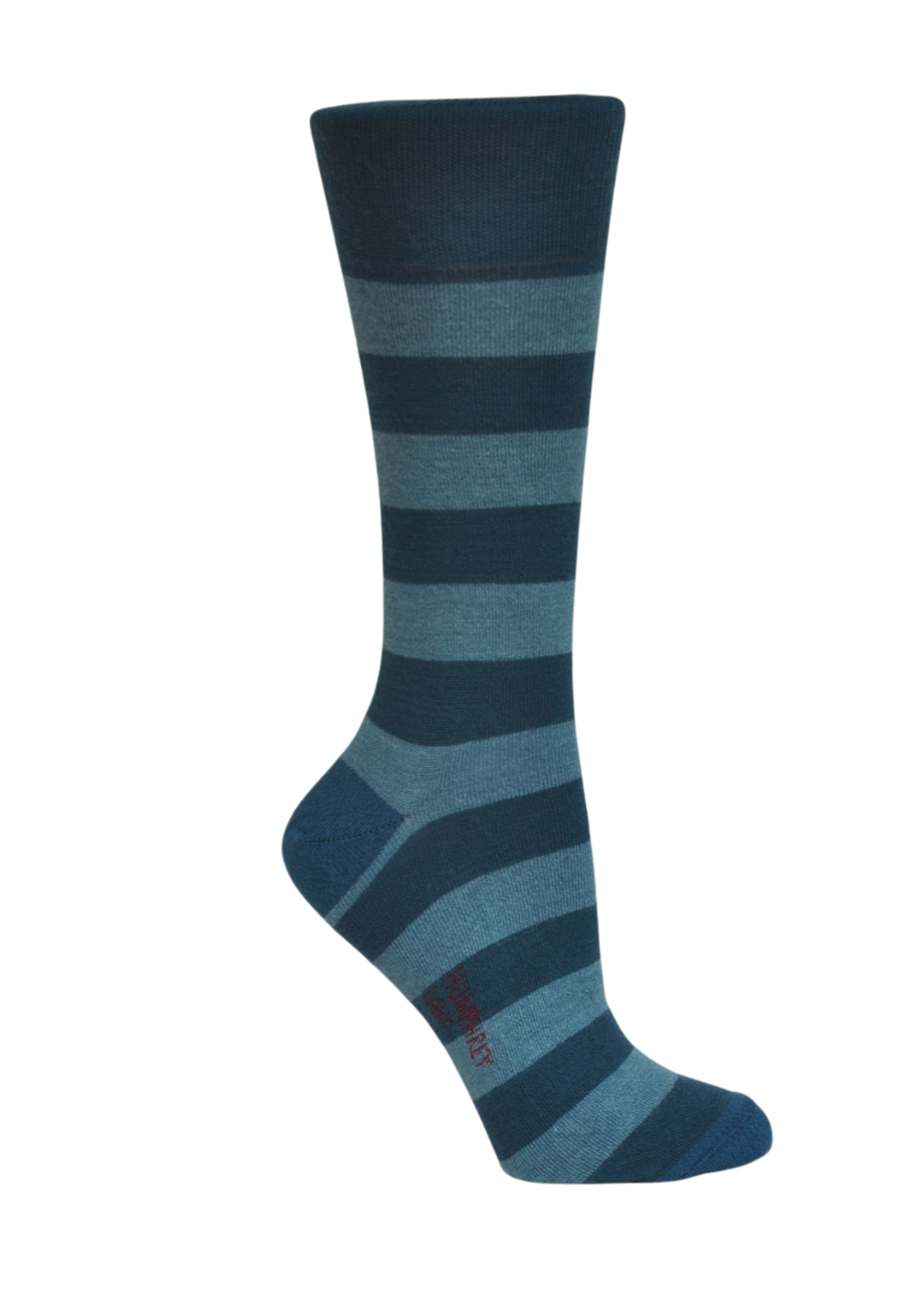 Humphrey Law Womens Merino & Alpaca Blend Australian Made Health Crew Sock in Teal Stripe