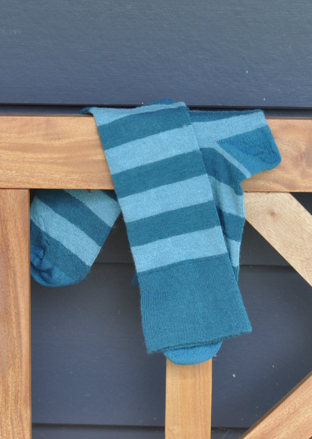 Humphrey Law Womens Merino & Alpaca Blend Australian Made Health Crew Sock in Teal Stripe