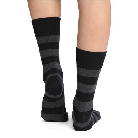 Merino and Alpaca Blend Striped Socks in Black - The Sockery