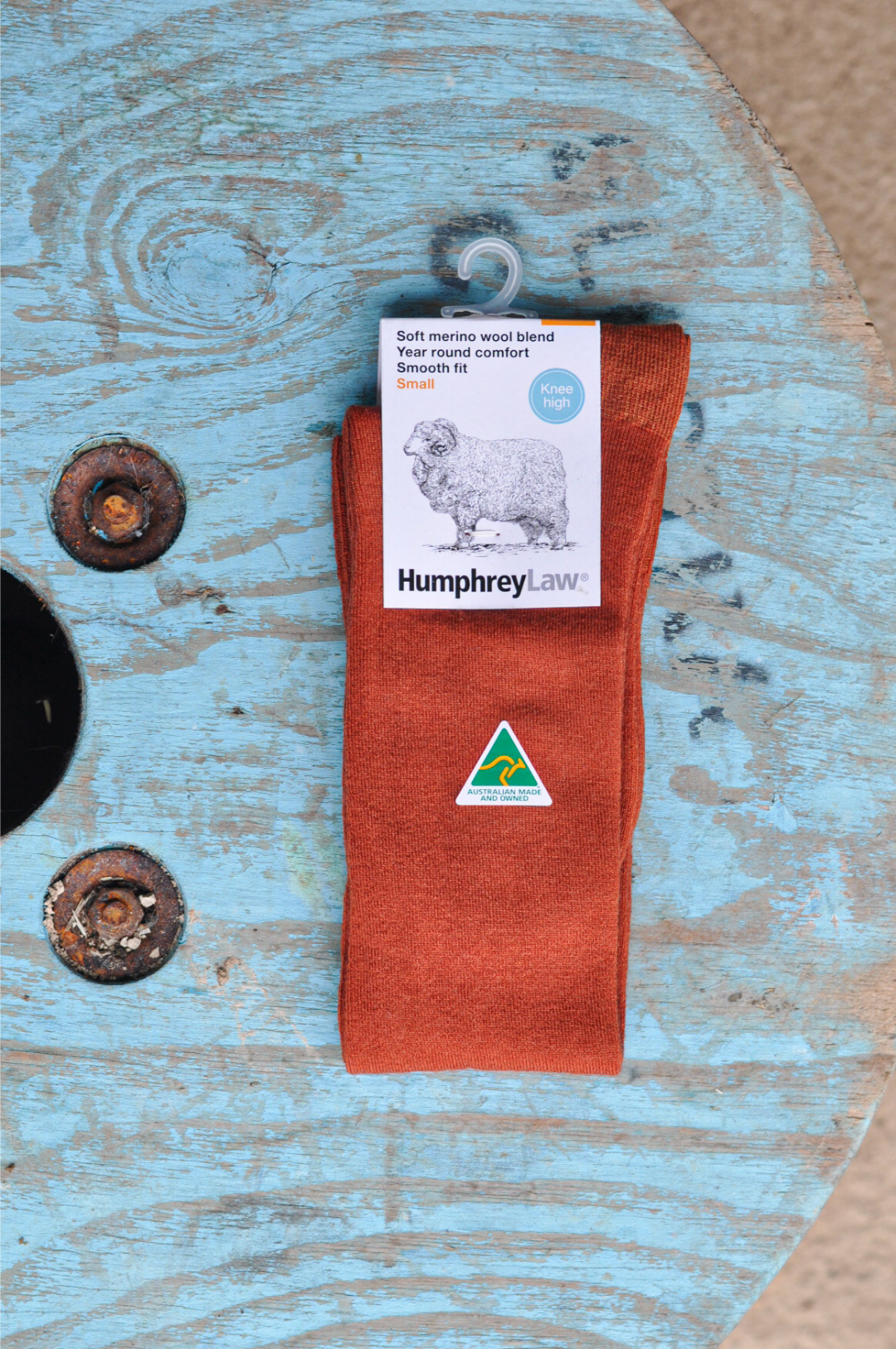 Womens Merino Wool Knee High Sock in Terracotta