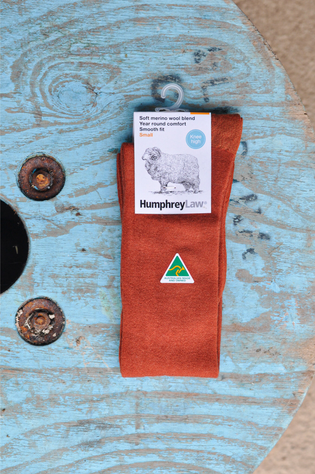 Merino Wool Women's Knee High Socks in Terracotta - Aussie Made