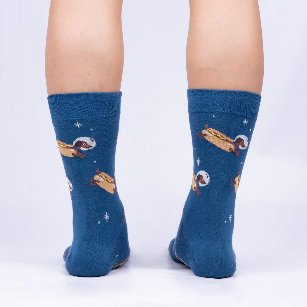 Weiner Dogs, in Space! Men's Crew Socks - Glow in the dark - The Sockery