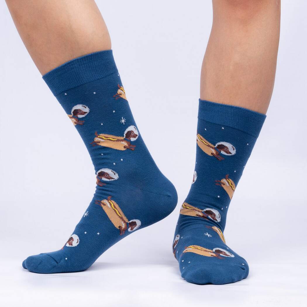 Weiner Dogs, in Space! Men's Crew Socks - Glow in the dark - The Sockery