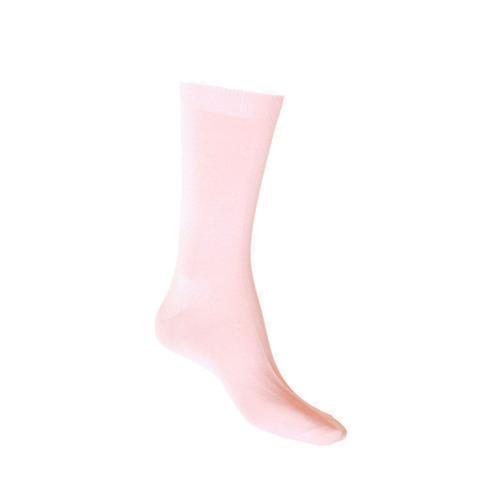 solid coloured cotton crew sock in baby pink