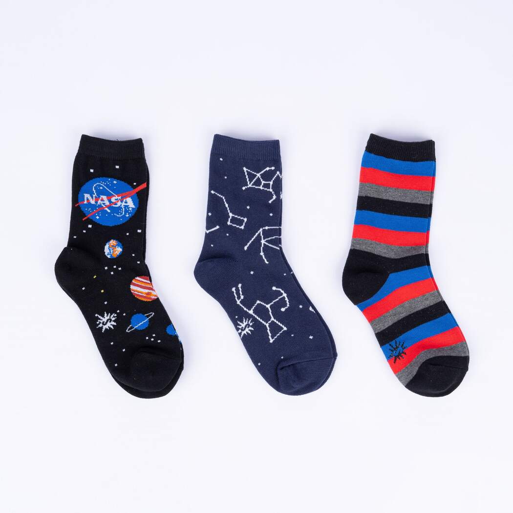 Solar System Kids Crew Sock - 3 Pack, Glow in the dark - The Sockery