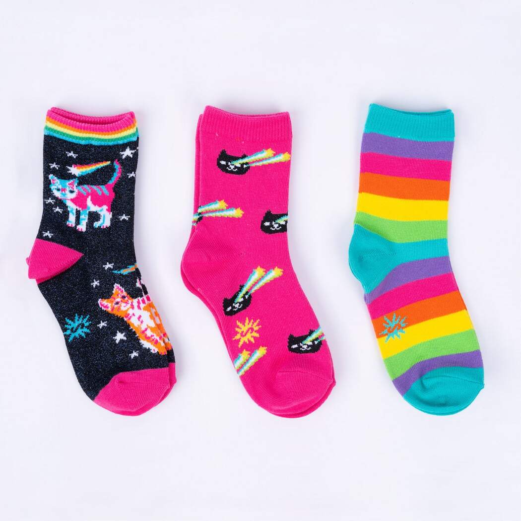 Space Cats Kids Crew Sock - 3 Pack - The Sockery