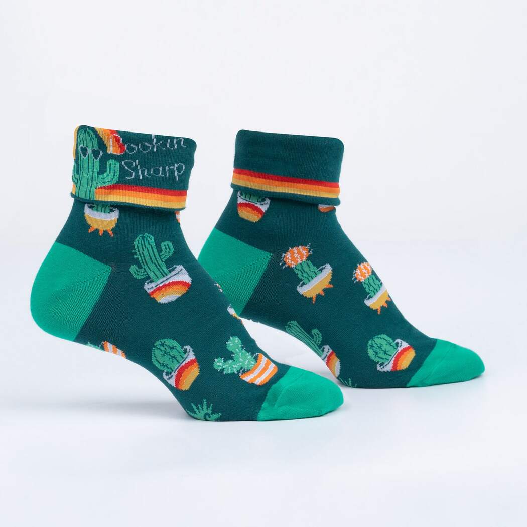 Lookin' Sharp Women's Turn Cuff Crew Socks - The Sockery