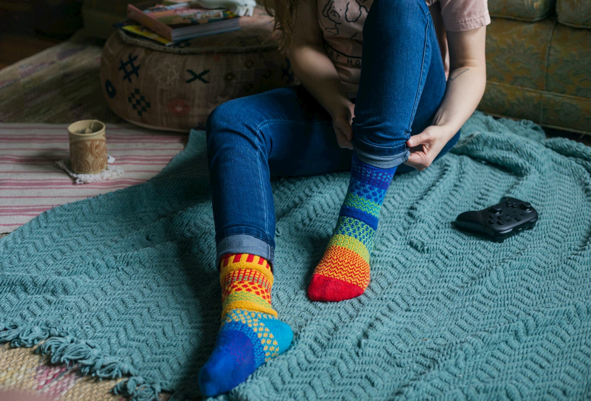 Rainbow Recycled Cotton Crew Socks - The Sockery