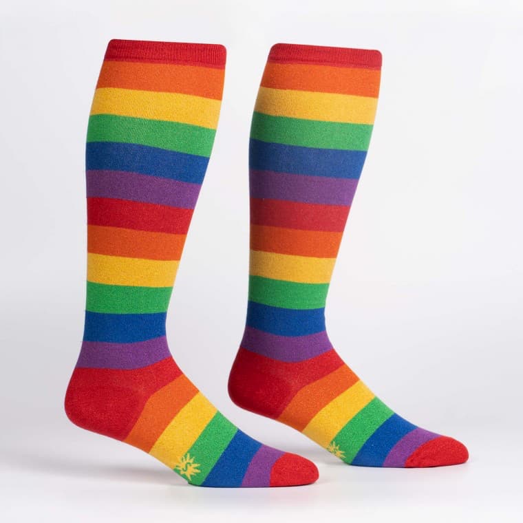 Shimmer Rainbow Knee High Socks - Extra Stretch for Wide Calves - The Sockery