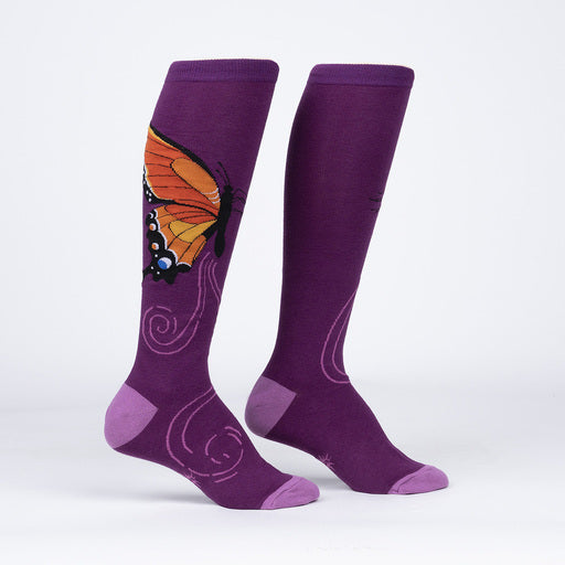 The Monarch Butterly Knee High Socks in purple