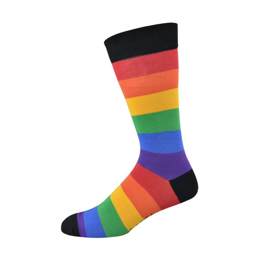 mens novelty colourful striped socks in all the colours of a rainbow
