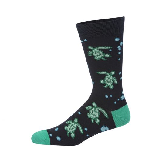 Mens Green Sea Turtles Bamboo Crew Socks - The Sockery