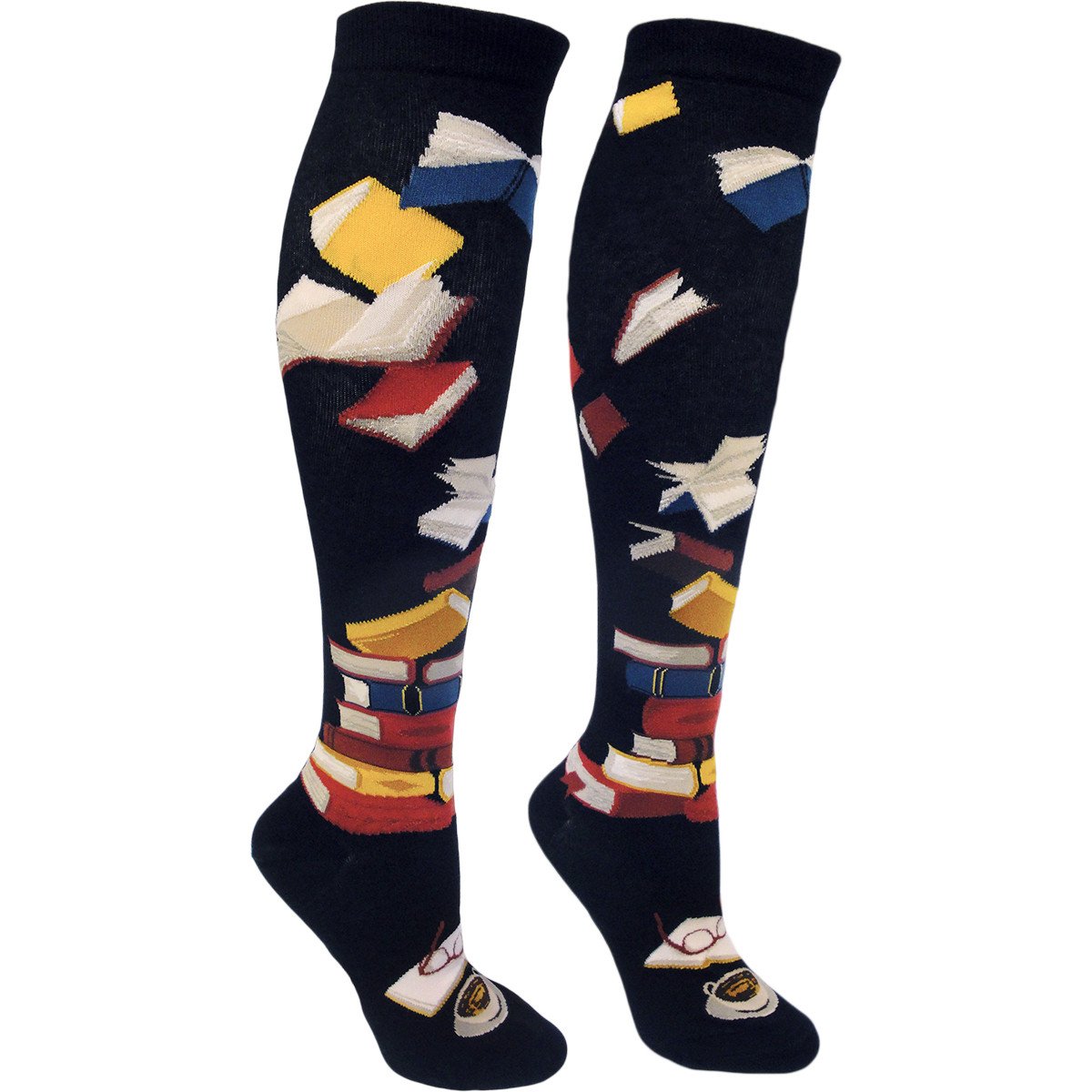 Bibliophile Womens Knee High Socks in Black