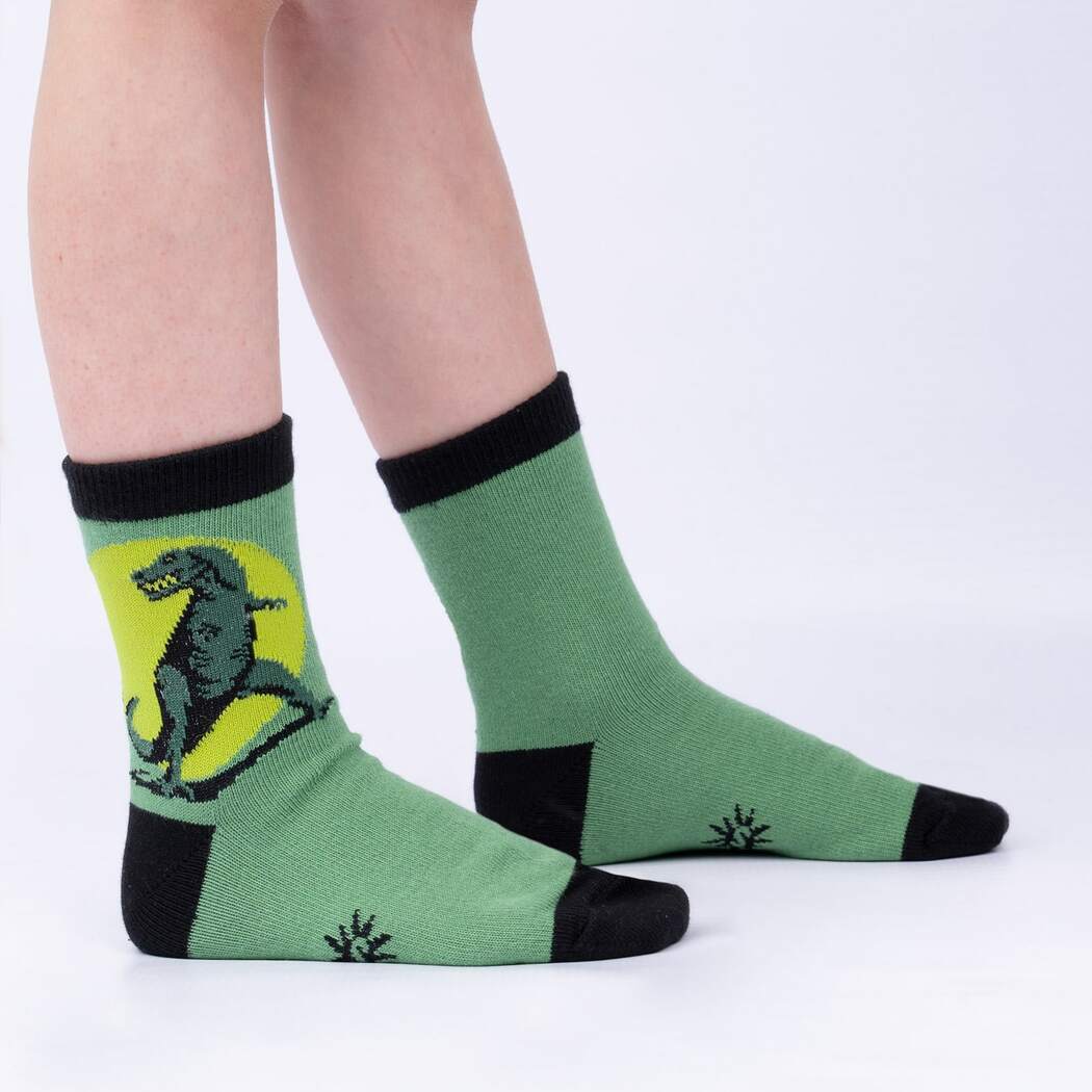 Dinosaur Days Kids Crew Sock - 3 Pack - Glow in the Dark - The Sockery