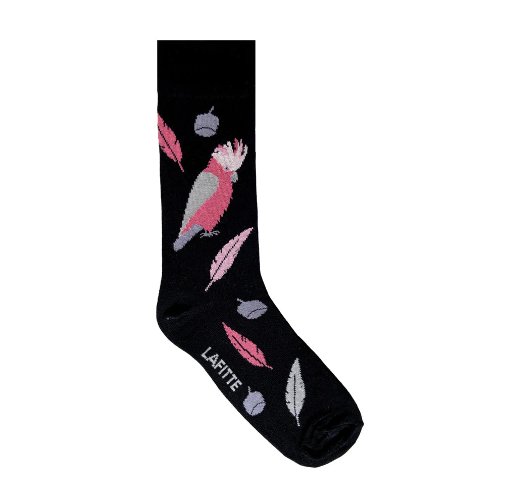 Galah Crew Socks Black - Aussie Made - The Sockery