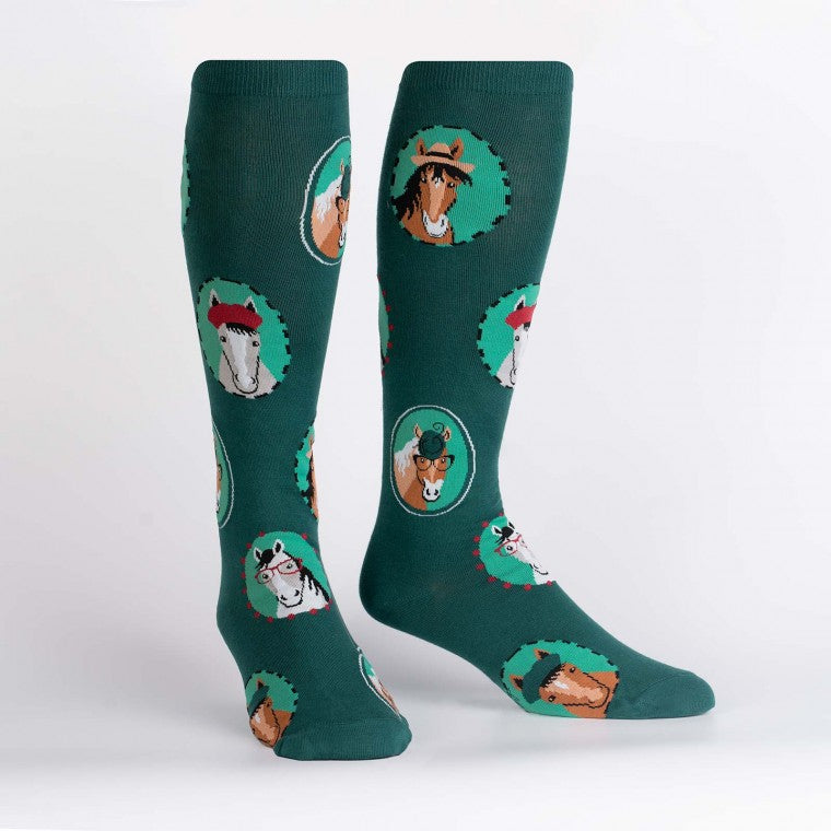 Horsing Around Knee High Sock - Extra Stretchy for Wide Calves - The Sockery