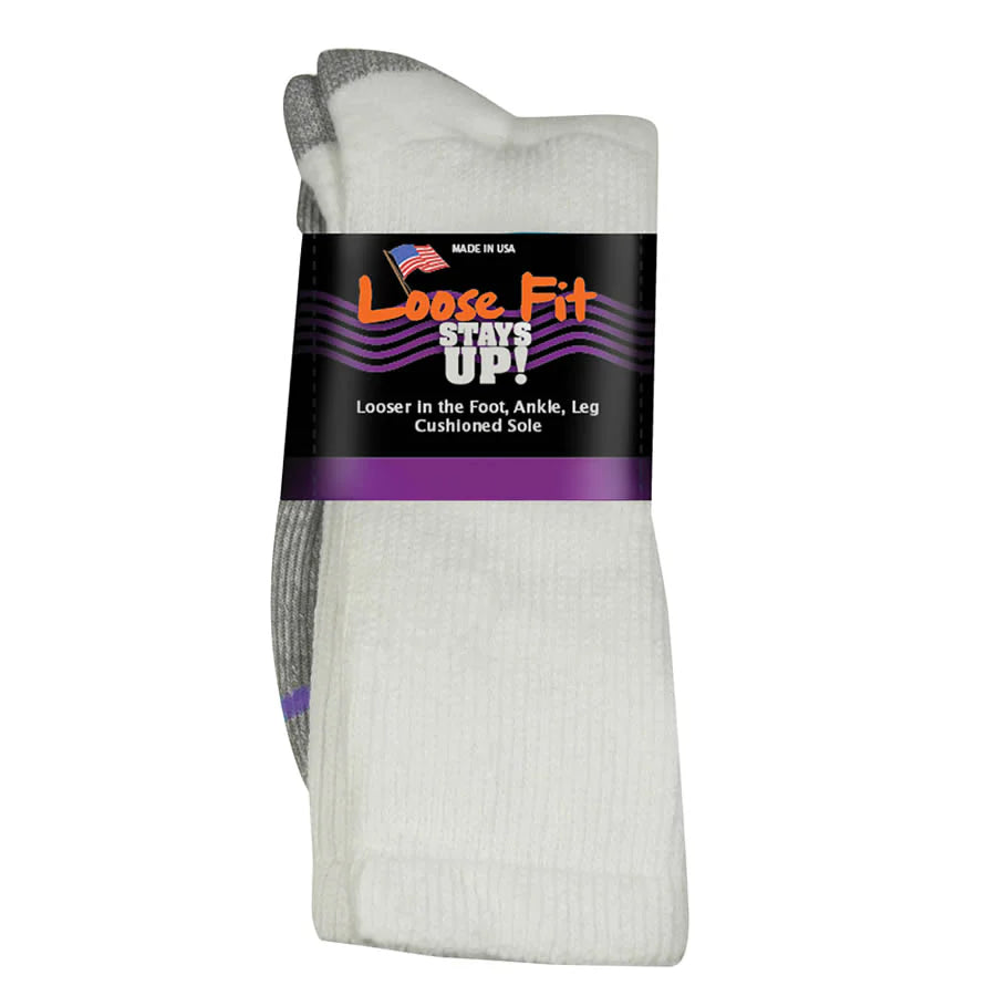Loose Fit  Cotton Crew Socks in White