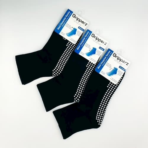 Maxi Hospital Non-Slip Socks in Black The Sockery