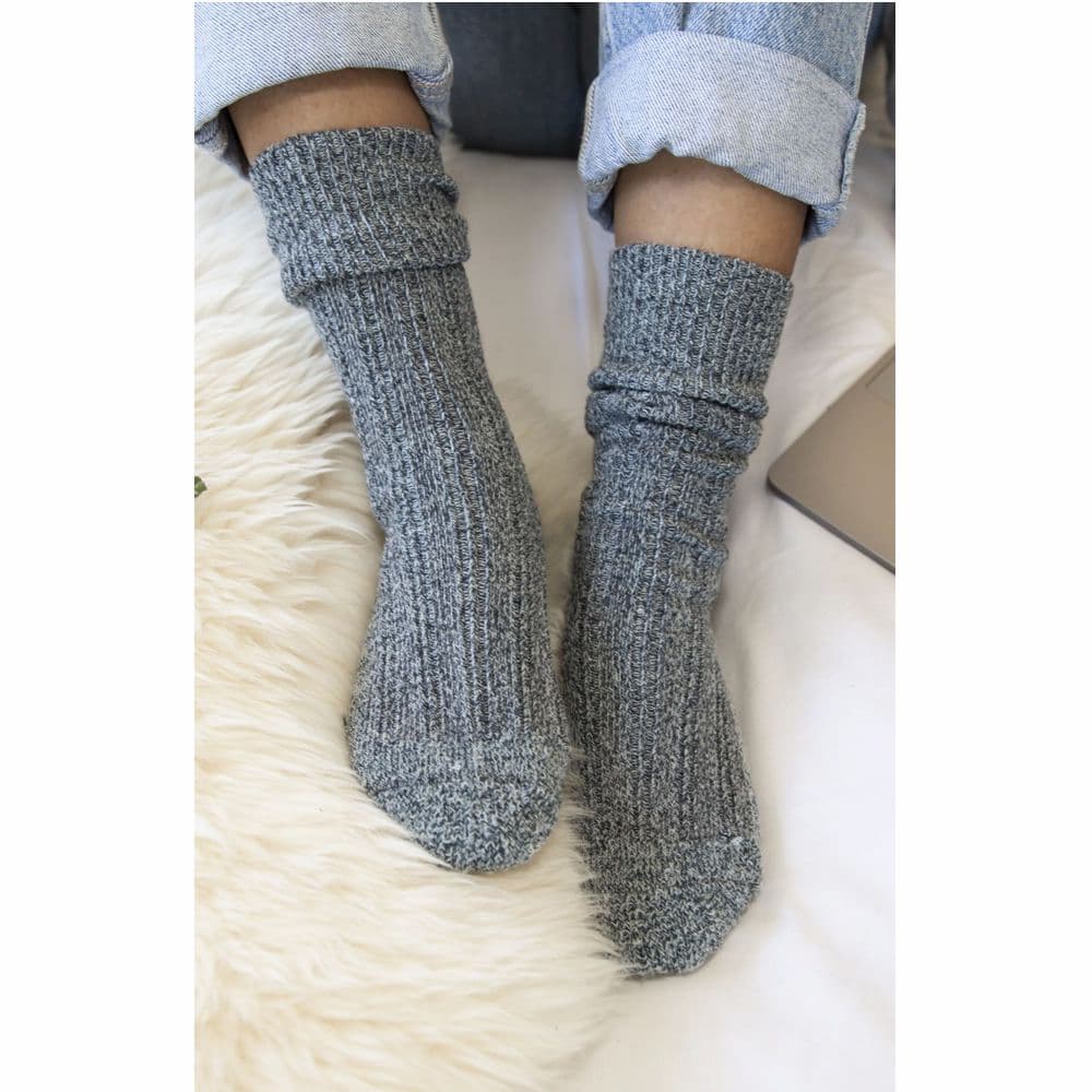 Extra Warm Merino Wool Socks in Blue Stone - The Sockery